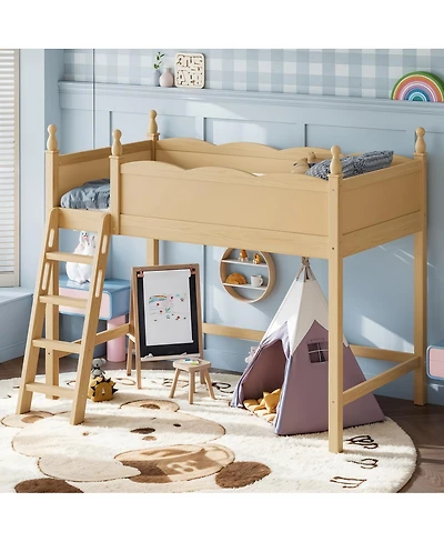 Streamdale Furniture Twin Wood Loft Bed with Ladders and Under-Bed Space