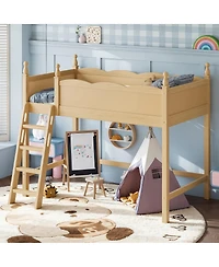 Streamdale Furniture Twin Wood Loft Bed with Ladders and Under-Bed Space
