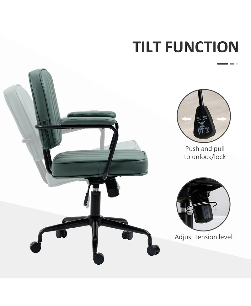 Vinsetto Home Office Chair with Adjustable Height Tilt Function Green