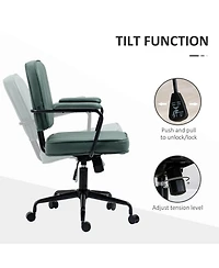 Vinsetto Home Office Chair with Adjustable Height Tilt Function Green