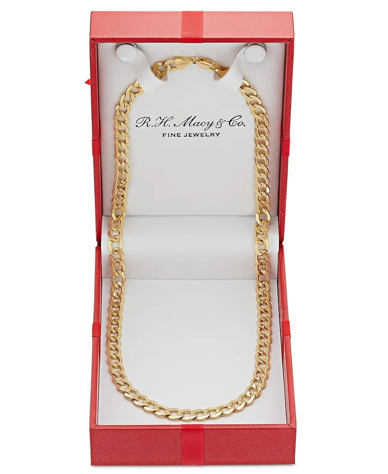 Lightweight 22" Curb Link Chain Necklace (7mm) in 10k Gold