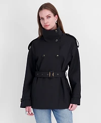 Tahari Women's Funnel-Neck Belted Trench Coat