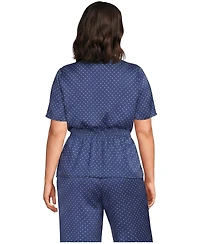 Lands' End Plus Short-Sleeve Peplum V-Neck Blouse