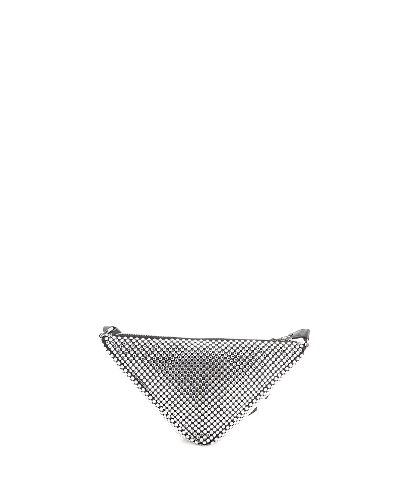 Pre-Owned Prada Mini Triangle Top Handle Pouch Bag Crystal Embellished Satin