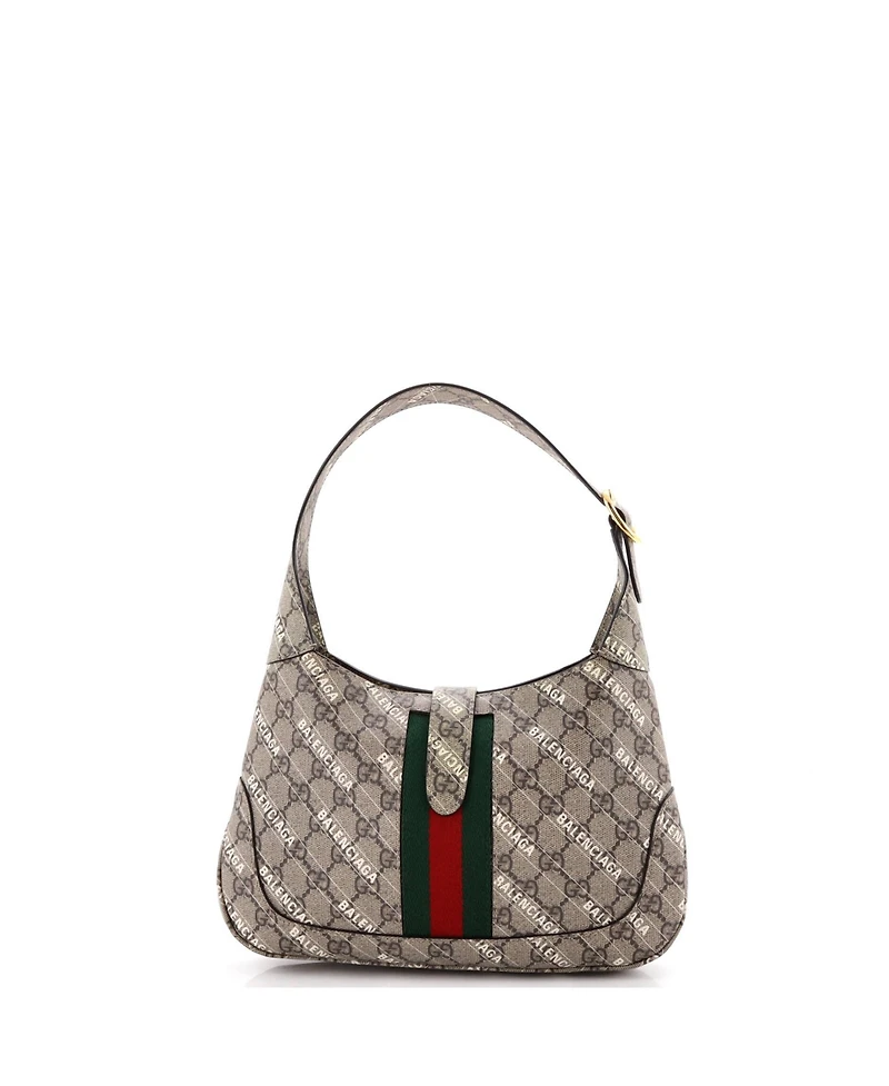 Pre-Owned Gucci Small x Balenciaga The Hacker Project Jackie 1961 Hobo Gg Coated Canvas