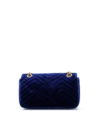 Pre-Owned Gucci Small Gg Marmont Flap Bag Embroidered Matelasse Velvet
