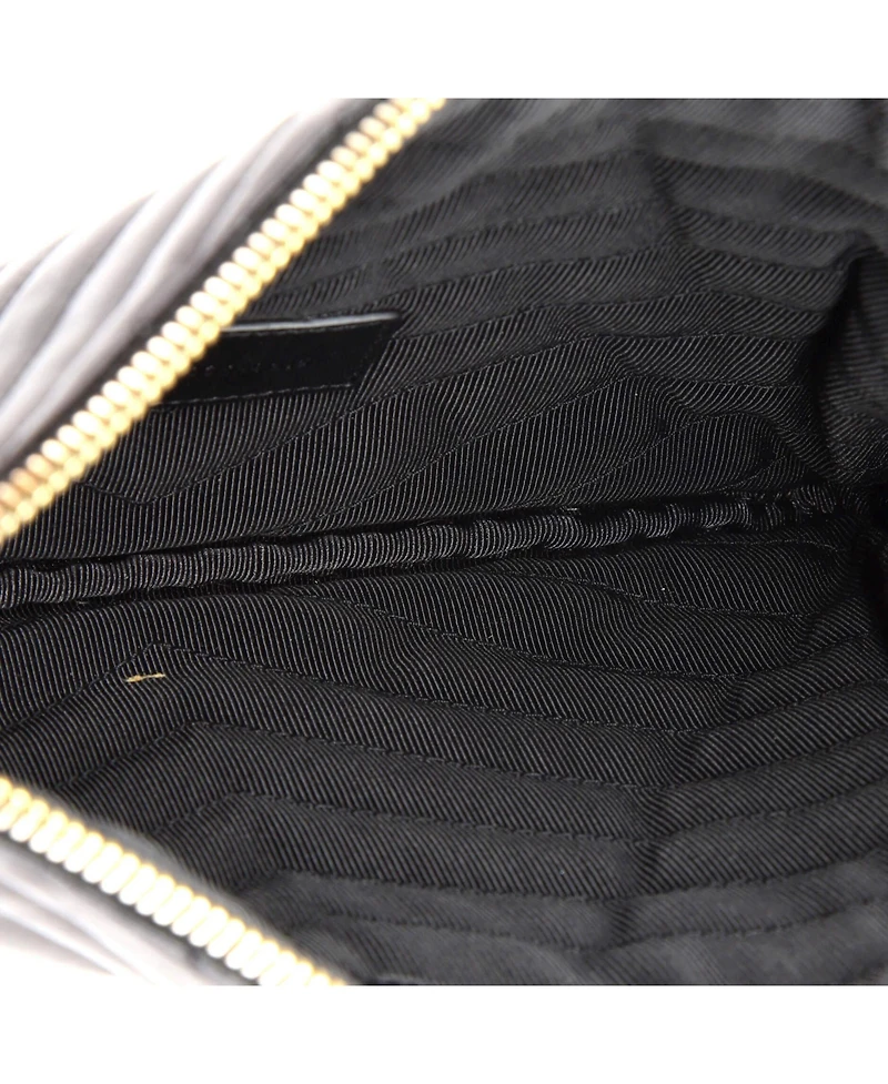 Pre-Owned Saint Laurent Small Classic Monogram Wristlet Pouch Matelasse Chevron Leather