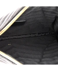 Pre-Owned Saint Laurent Small Classic Monogram Wristlet Pouch Matelasse Chevron Leather