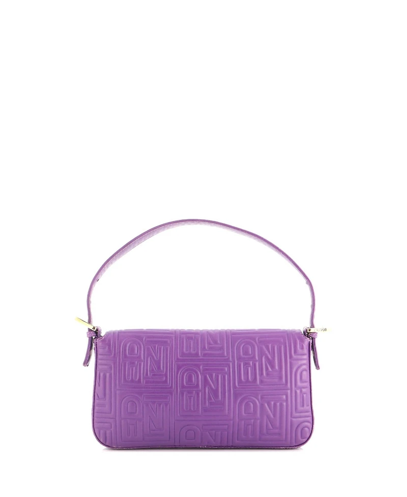 Pre-Owned Fendi Small Baguette Bag Logo Embossed Leather