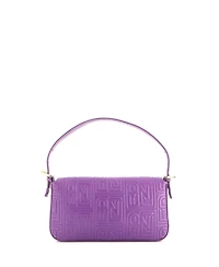 Pre-Owned Fendi Small Baguette Bag Logo Embossed Leather