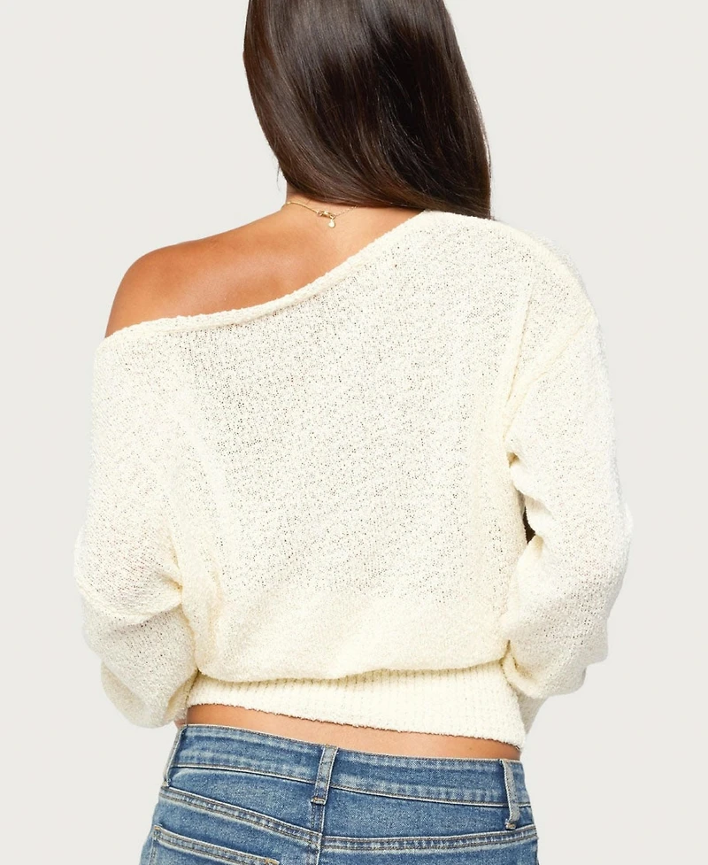 Edikted Women's Parra Off-the-Shoulder Long-Sleeve Textured-Knit Sweater