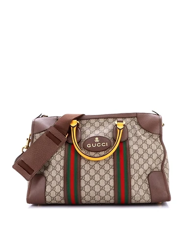 Pre-Owned Gucci Medium Neo Vintage Web Duffle Bag Gg Coated Canvas