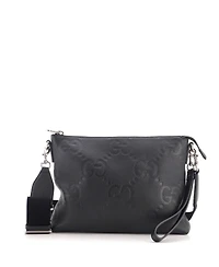 Pre-Owned Gucci Medium Zip Messenger Bag Jumbo Gg Embossed Leather