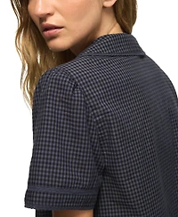Lucky Brand Women's Gingham Peter Pan Collar Short-Sleeve Blouse