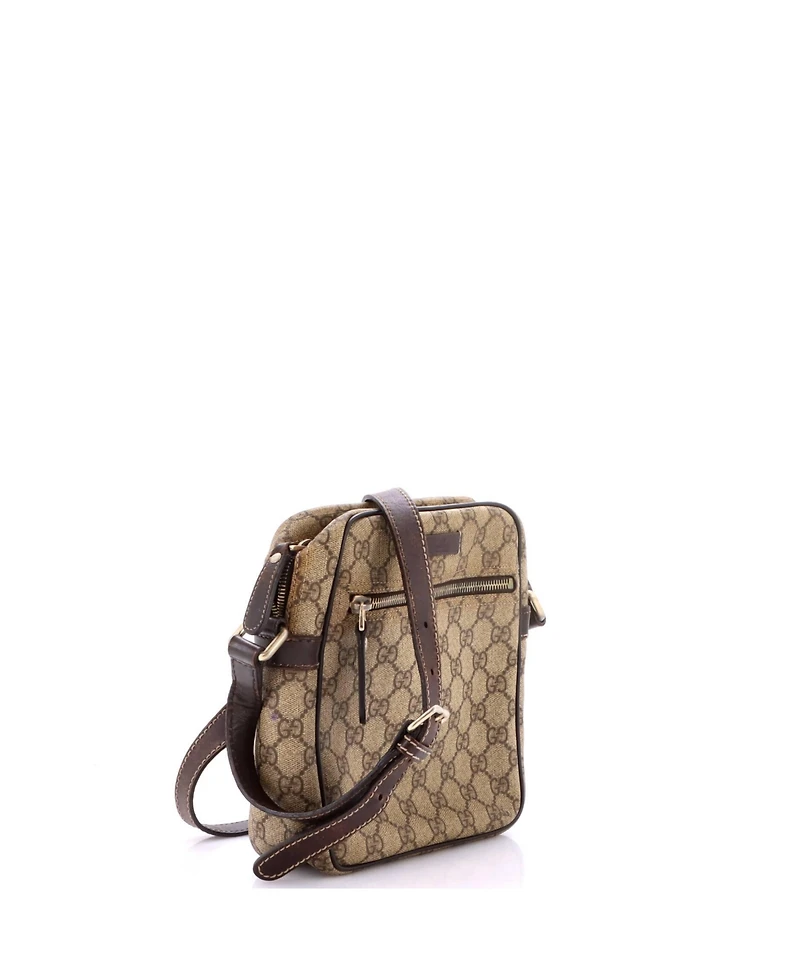 Pre-Owned Gucci Small Front Zip Messenger Gg Coated Canvas