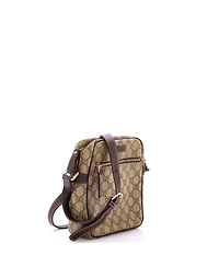 Pre-Owned Gucci Small Front Zip Messenger Gg Coated Canvas