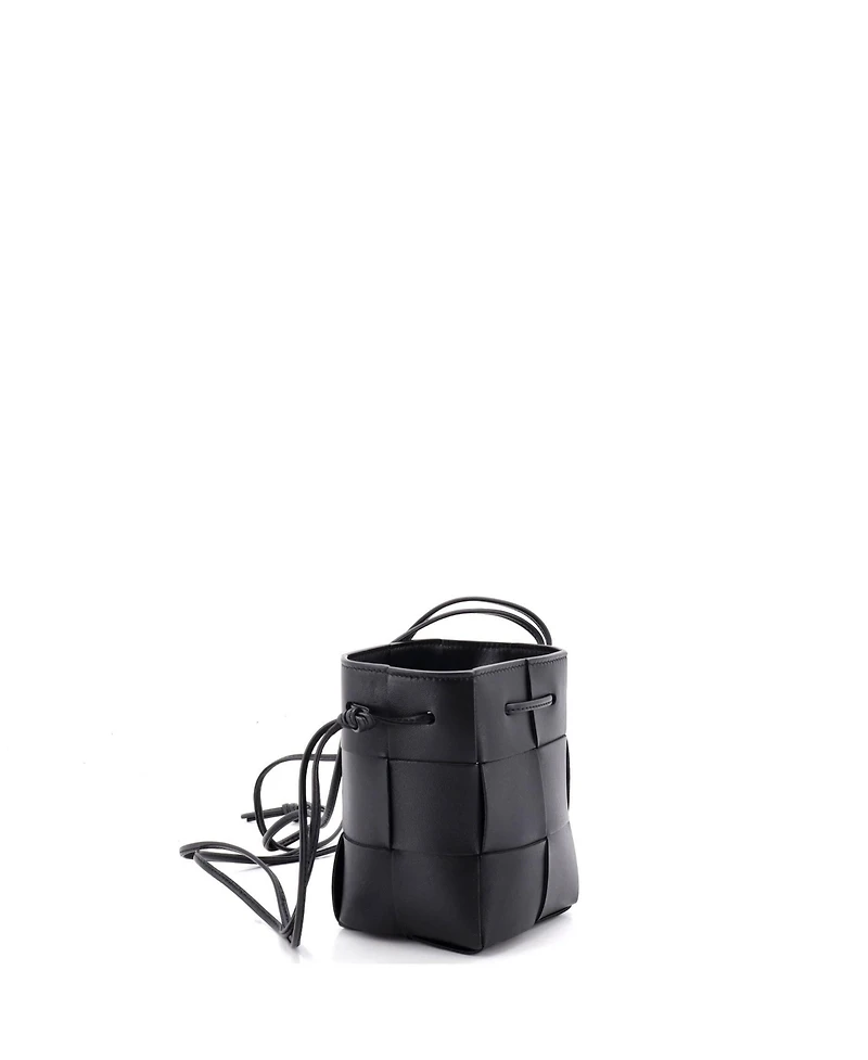 Pre-Owned Bottega Veneta Mini Cassette Bucket Bag Maxi Intrecciato Leather