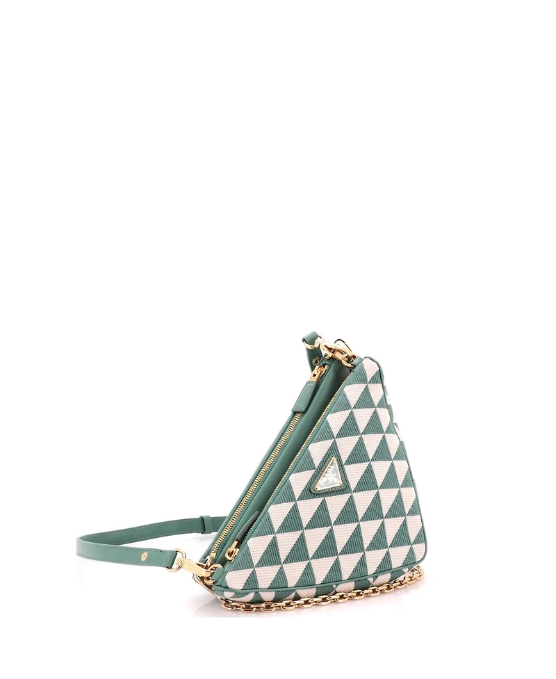 Pre-Owned Prada Mini Double Symbole Triangle Bag Leather and Jacquard