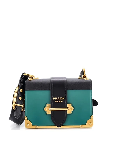Pre-Owned Prada Small Cahier Crossbody Bag Leather and Saffiano Leather