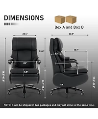Dyhome 600 lbs Big and Tall Executive Office Chair with Footrest, 3D Kneading Massage Power Recliner Chairs with Premium Leather