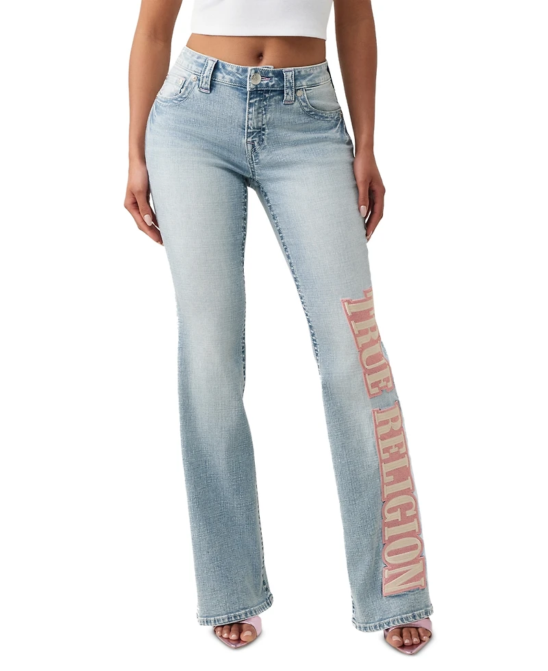 True Religion Women's Becca Bootcut Mid-Rise Arch Logo Jeans