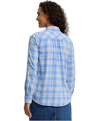 Lands' End Women's Flannel Boyfriend Long Sleeve Shirt