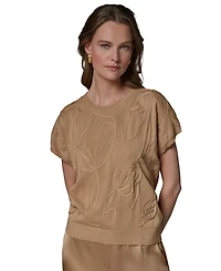 Donna Karan New York Women's Short-Sleeve Crewneck Cotton Sweater