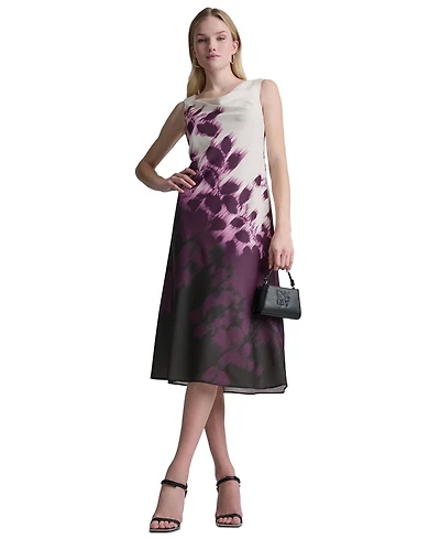 Dkny Women's Printed Sleeveless Cowl Neck Midi Dress