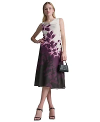 Dkny Women's Printed Sleeveless Cowl Neck Midi Dress