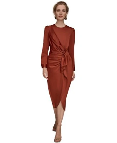 Donna Karan New York Womens Ruched Midi Dress