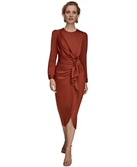 Donna Karan New York Womens Ruched Midi Dress