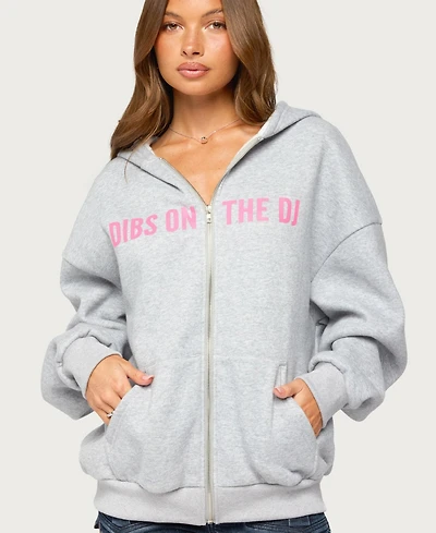 Edikted Women's Dj Lover Oversized Fleece Zip-Up Hoodie