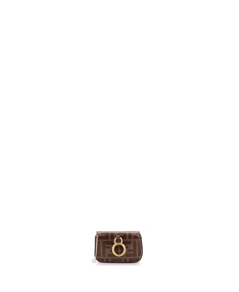 Pre-Owned Fendi Nano Chain Baguette Charm Bag Zucca Coated Canvas