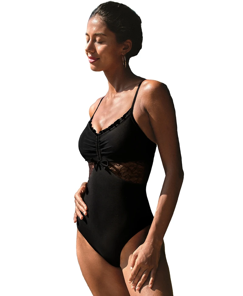 Cupshe Women's Alter Ego Lace Sweetheart Neckline One-Piece Swimsuit
