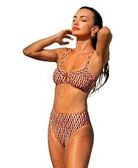 Cupshe Women's Retro Geo Print Underwire Bikini Set
