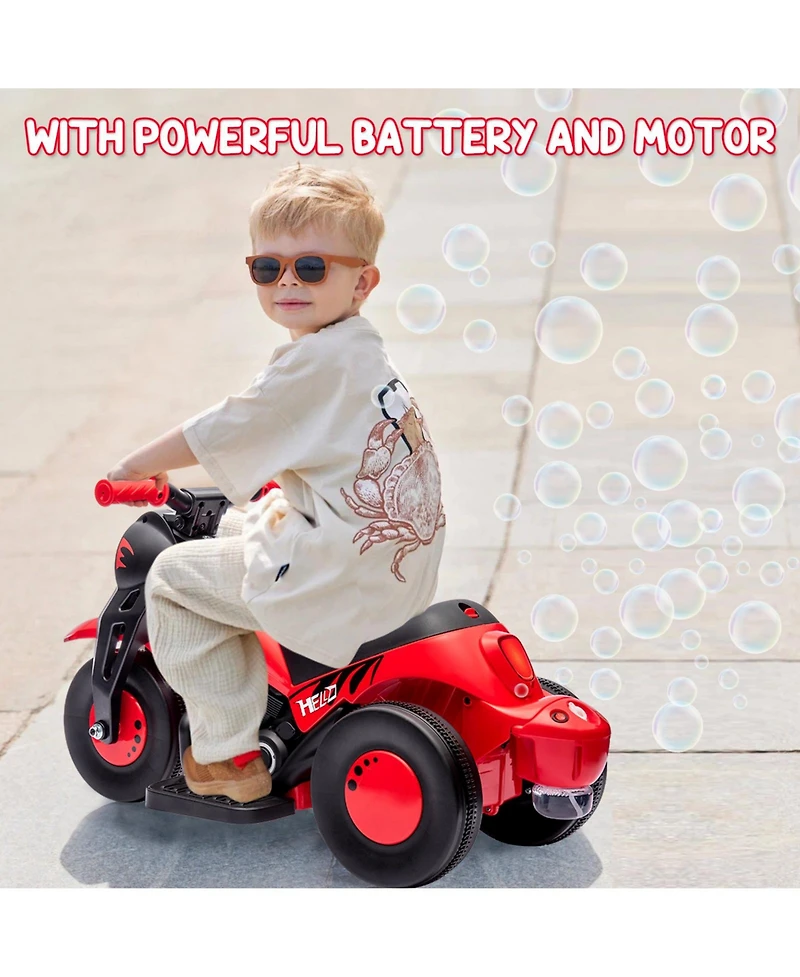 homfan Bubble Motorcycle Battery-Powered Ride-On with Bubble-Maker and Led Lights, Supports up to 66 lbs, Ages 3-6
