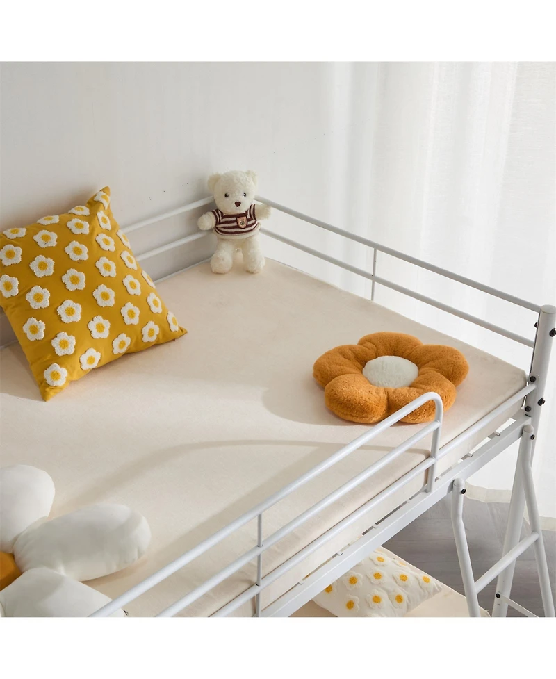 Slickblue Twin Size Metal Bunk Bed with Ladder and Full-Length Guardrails