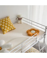 Slickblue Twin Size Metal Bunk Bed with Ladder and Full-Length Guardrails