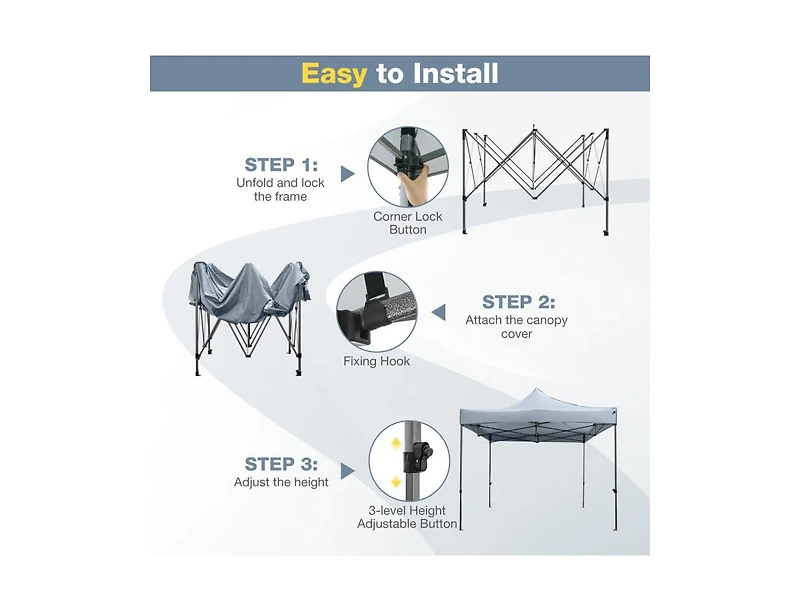 Boyel Living Outdoor Pop up Canopy Tent Easy Setup Gazebo Shelter with Wheeled Bag
