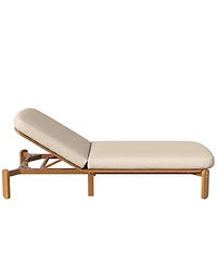 Asagikoiai Acacia Wood Adjustable Outdoor Chaise Lounge with Water-Resistant Cushion