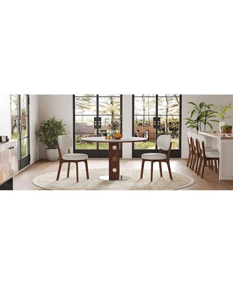 Streamdale Furniture Solid Wood Chenille Dining Chairs, Set of 4