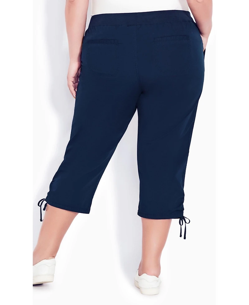 Avenue Women's Plus Cotton Cinch Capri