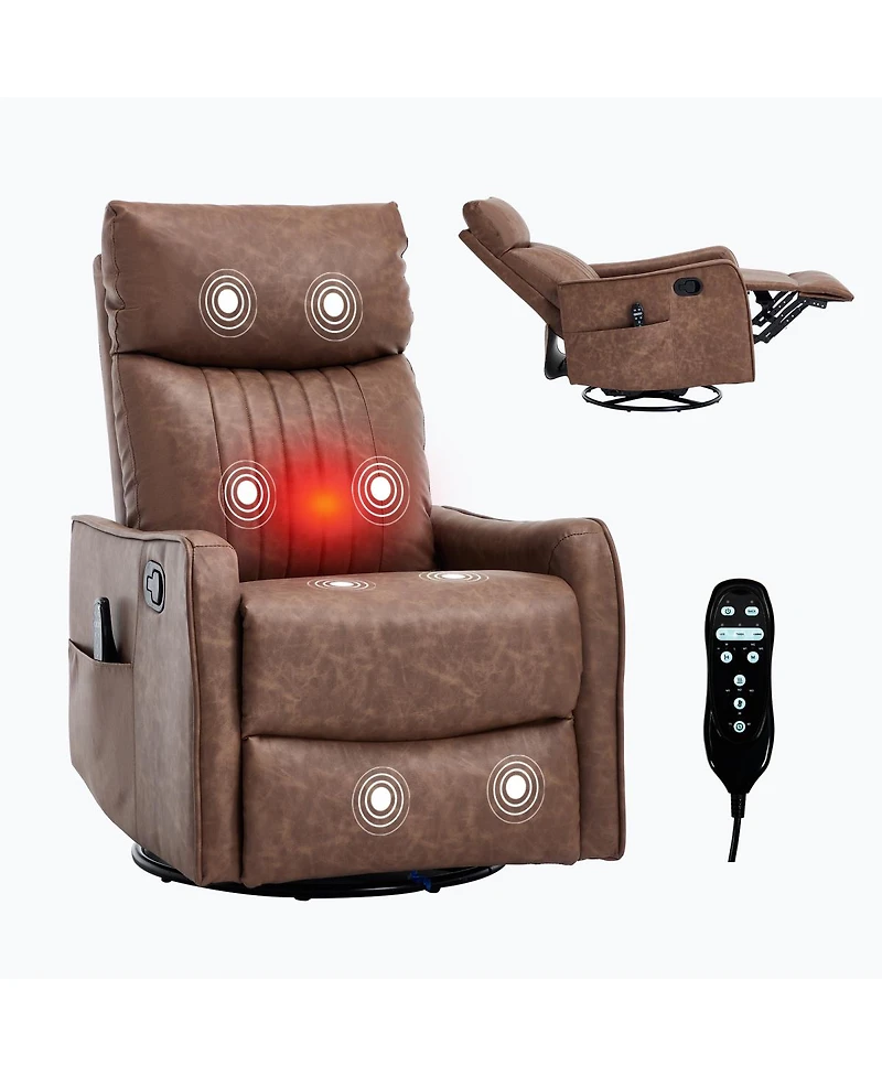 Streamdale Furniture Faux Leather Rocker Recliner with Heat and Massage