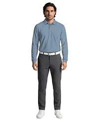 Pga Tour Men's Mini Diamond Jacquard Golf Long-Sleeve Polo Shirt