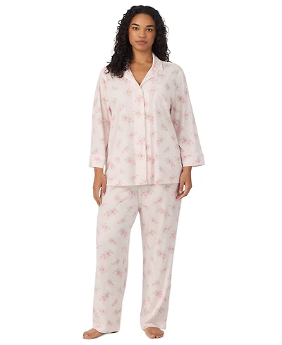 Lauren Ralph Women's Plus 3/4-Sleeve Pajama Set