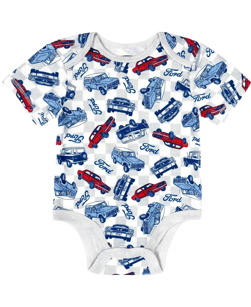 Ford Motor Company Baby Boys' 3-Pack Short Sleeve Bodysuits