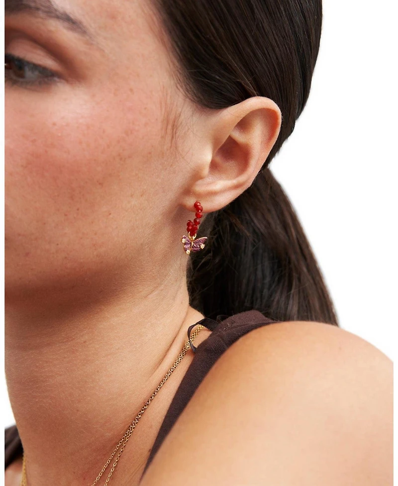 Fable England Hera Butterfly Charm Hoop Earrings in Gold