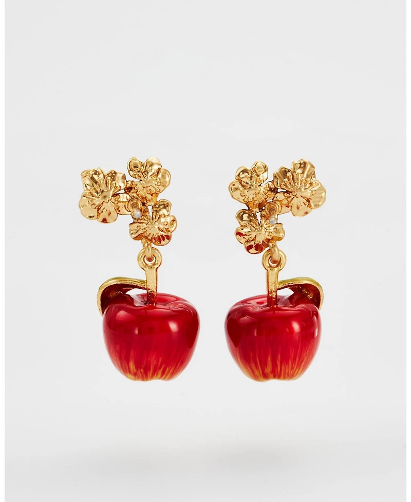 Fable England Apple Blossom Drop Earrings in Gold