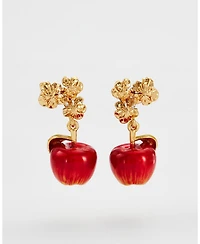 Fable England Apple Blossom Drop Earrings in Gold