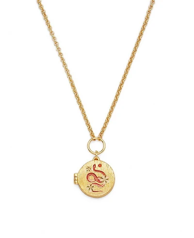 Fable England Snake and Blossom Locket Necklace in Gold